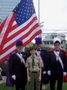 Eagle Scout Thomas Seddon and members of the Knights of Columbus Color Corps from Archbishop C.J. Damiano, Bishop James Schad, and Bishop Eustace Assemblies 
