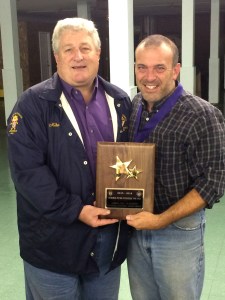 District Deputy Mike Walter presents the Double Star Award to Grand Knight Ray Iacovone.